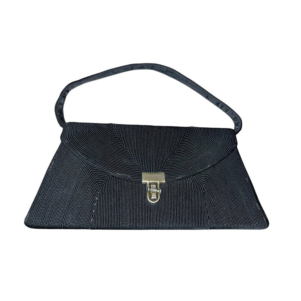 Vintage Annette Cordé Handbag Black Small Evening Bag Used 1940s Style - Picture 14 of 15